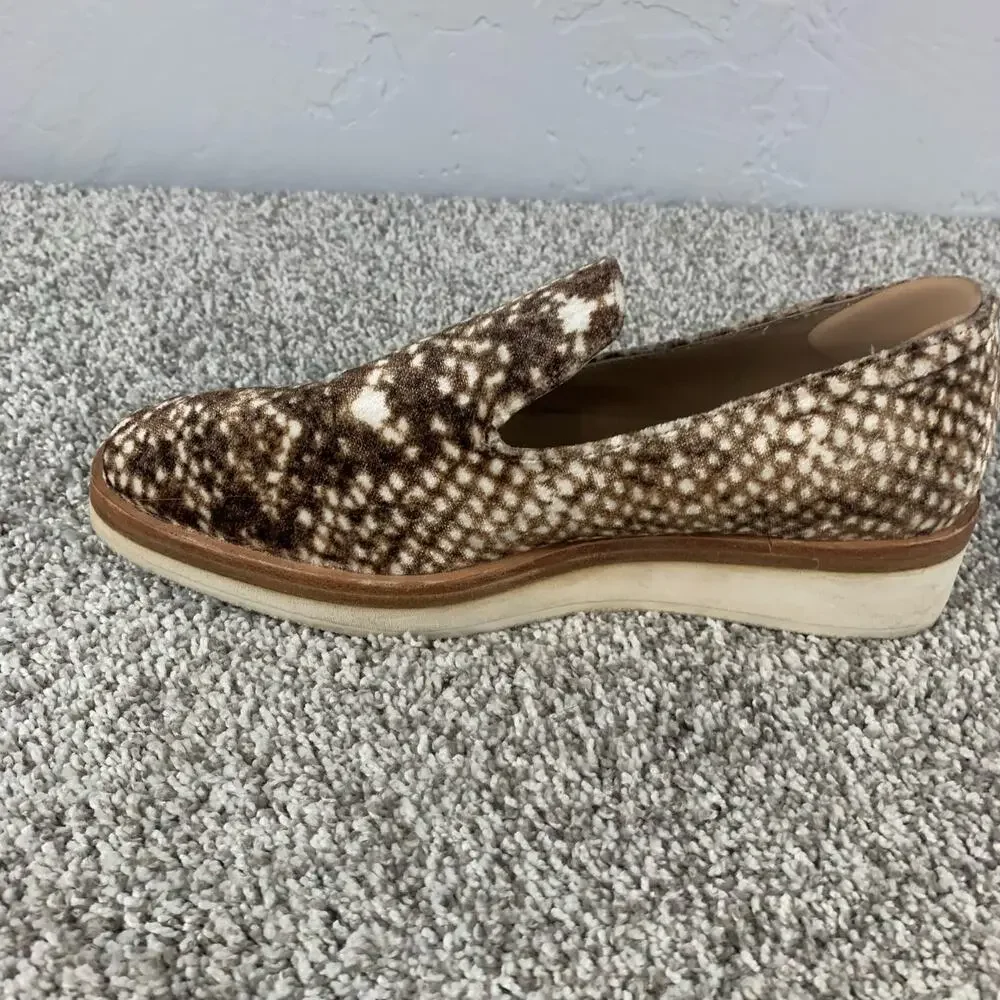 Free People Loafer Womens Size 8.5 Brown Snake Print Velvet Platform